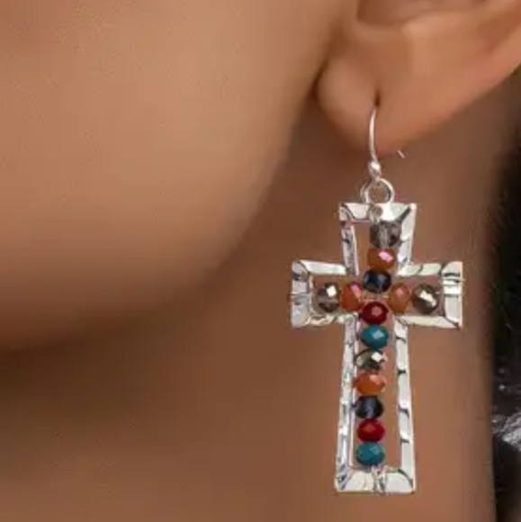 🆕 Cross Boho Beaded Earrings NWT - Picture 5 of 6